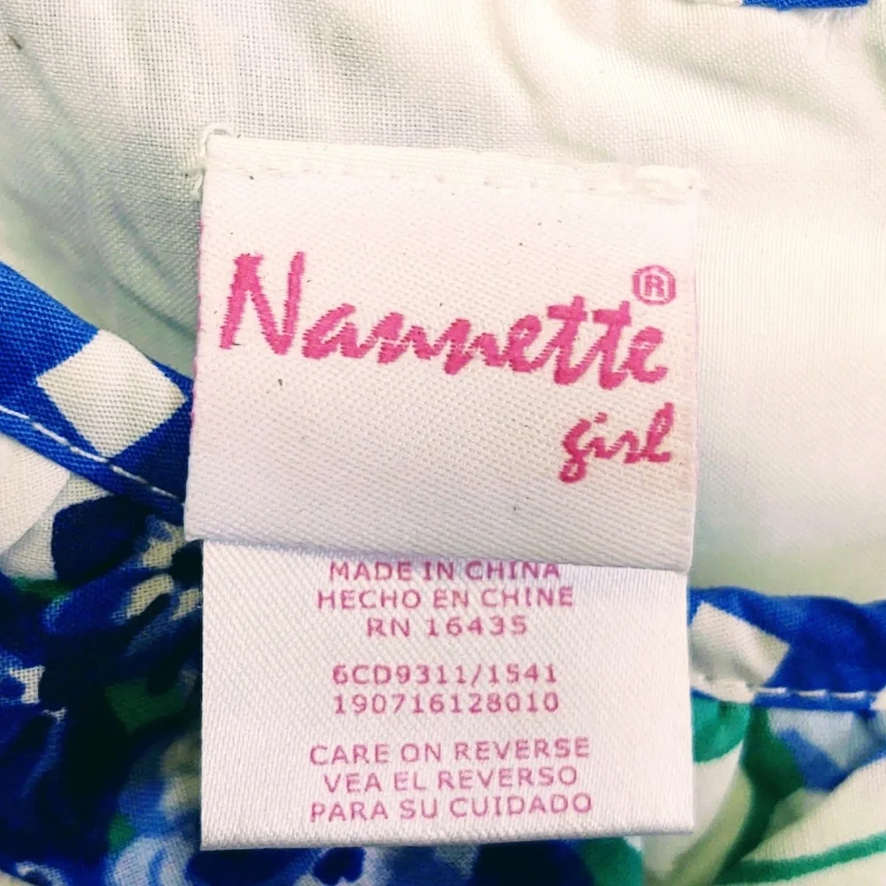 NWT NANNETTE GIRL BLUE/WHITE FLORAL POLY/COTTON PETTICOAT FLUTTER SLEEVE DRESS 5 - Picture 7 of 13